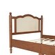 preview thumbnail 9 of 18, Walnut Platform Bed with Rattan Headboard for a Modern Bedroom Look