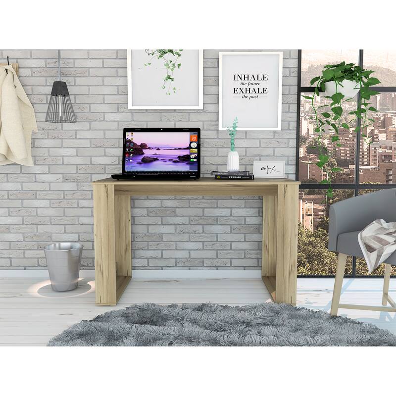 Modern Rectangle Computer Desk with Storage Shelf and Spacious Workspace for Home Office or Study