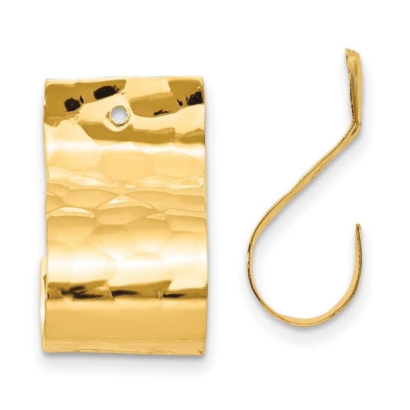 Curata 14k Yellow Gold Polished Hammered Earrings - Jackets 18x11mm