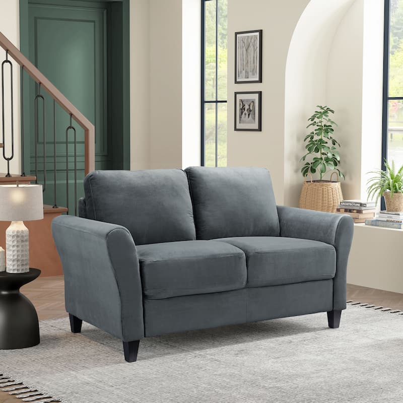 iLounge Waverly Microfiber Loveseat - Dark Grey