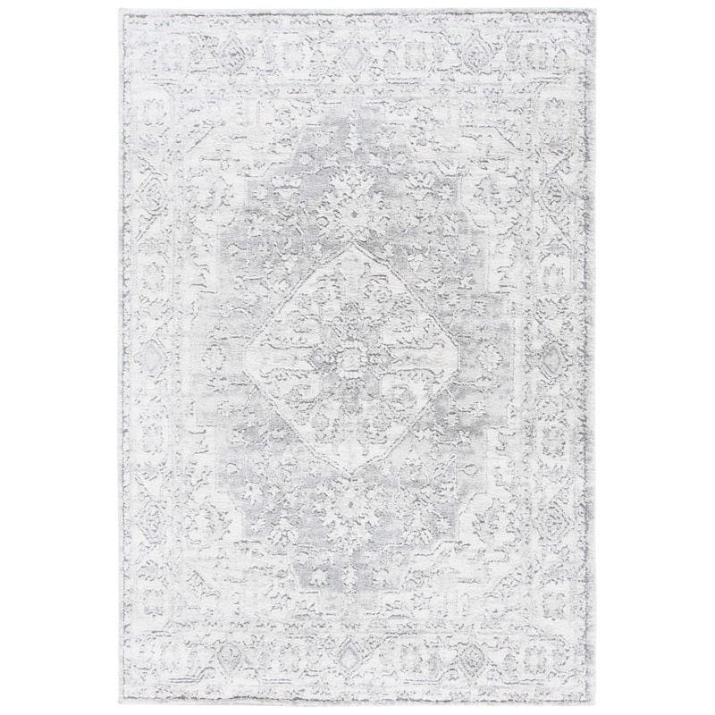 SAFAVIEH Luna Marita Traditional Rug - 6'7" Square - Grey/Ivory