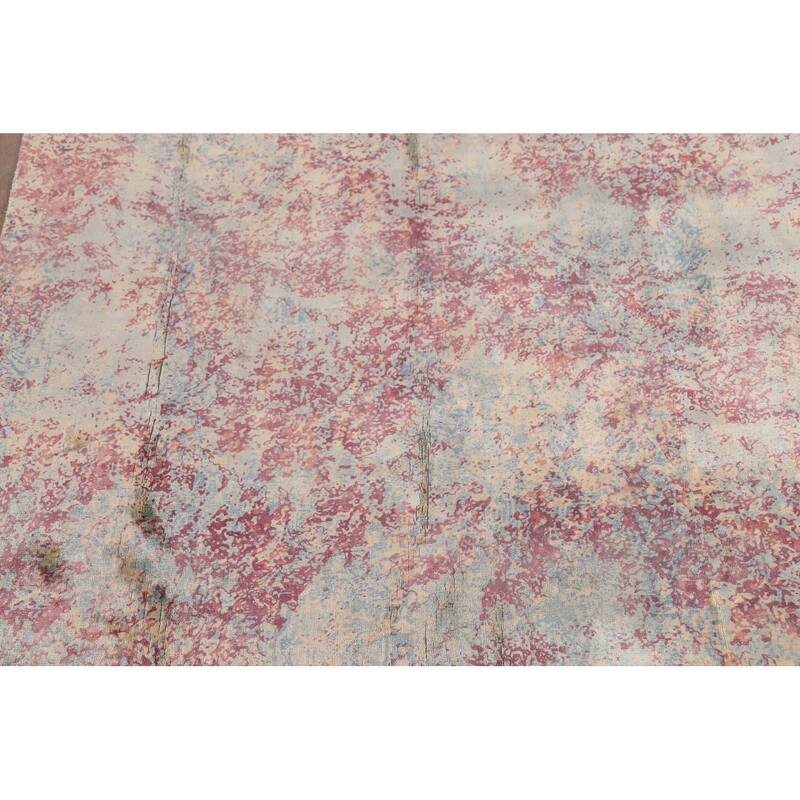 Abstract Indian Area Rug Handmade Multi-Color Wool Carpet - 5'4"x 7'6"