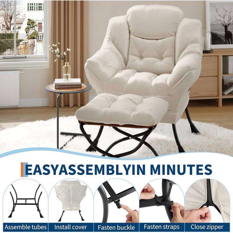 Lazy Chair and Ottoman, with Side Pocket and Arm