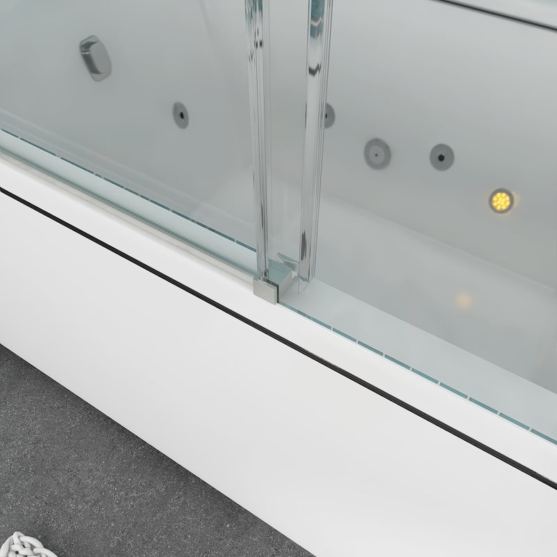 60 in. W x 58 in. H Single Sliding Tub Door with Clear Tempered Glass - 60" x 58"