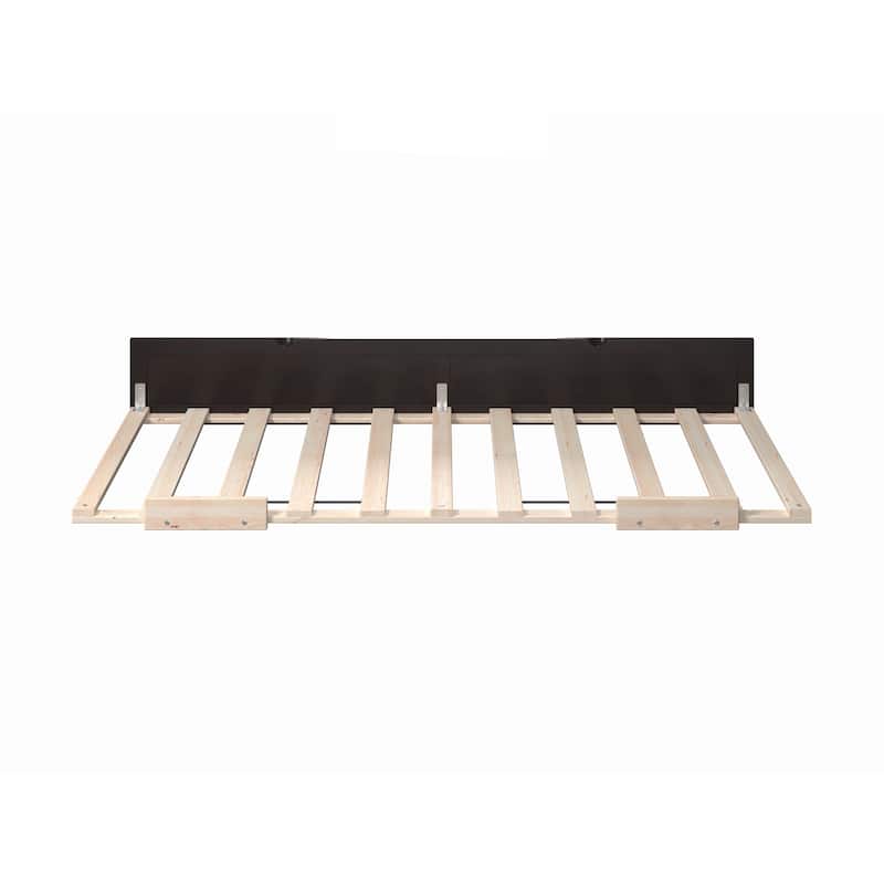 Twin Trundle Bed Espresso Finish - HomeStock Classic Comfort, Solid Wood, Space Saving, Easy Glide Rollers