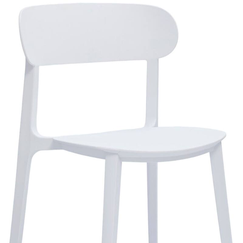HomeRoots Set of Four White Heavy Duty Plastic Dining Side Chairs - 20.46 in. x 30.50 in. x 18.89 in.