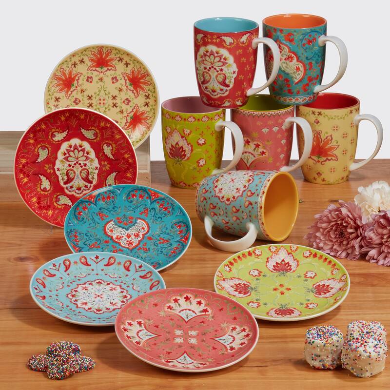 Certified International Francesca 28 oz. Jumbo Cups, Set of 4 Assorted Designs
