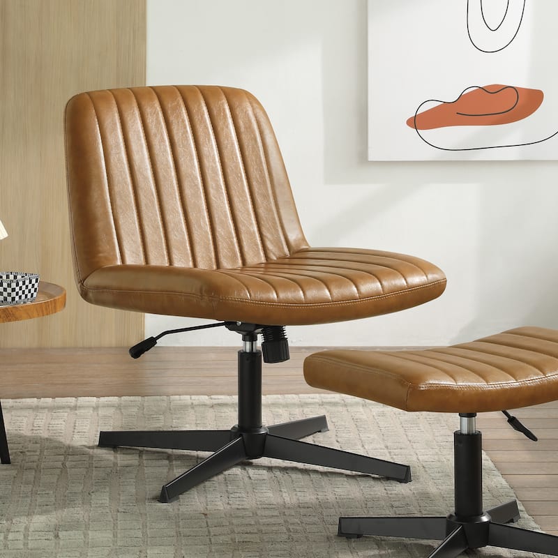 Art Leon Swivel and Adjustable Accent Chair with Ottoman