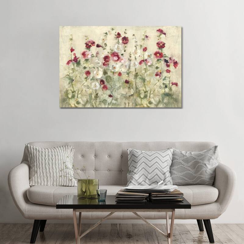 iCanvas "Hollyhocks Row Cool" by Cheri Blum Canvas Print - 32x48x1.5