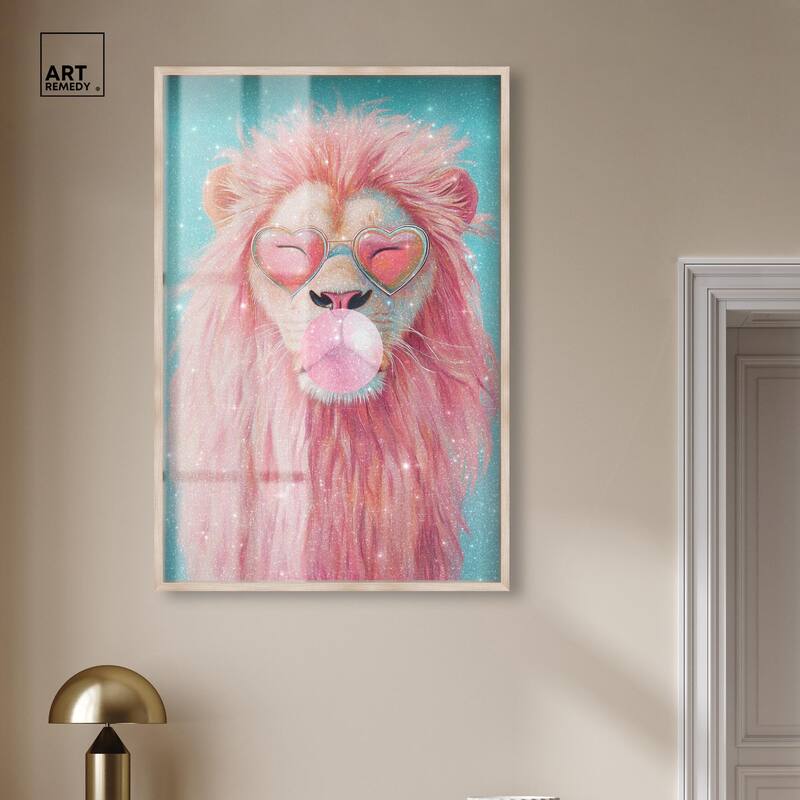 Pastel Lion Bubblegum Shadowbox by Art Remedy
