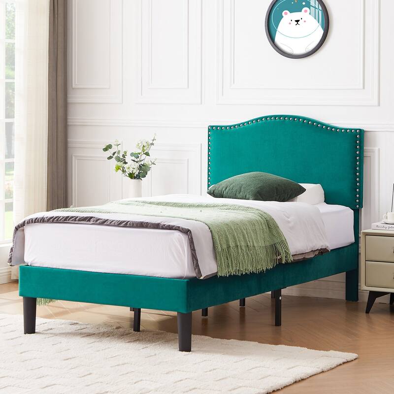 VCCELO 2-Pack Twin Size Bed Frame with Adjustable Headboard Noise-Free Twin Size Bed Set of 2 for Kids Room Dorm Apartments