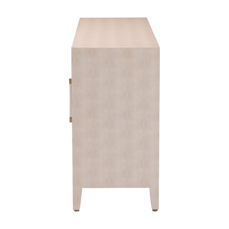 Nira Faux Shagreen Sideboard - Contemporary 3-Door Buffet Storage Cabinet with Sleek Handles for Dining Room or Living Room