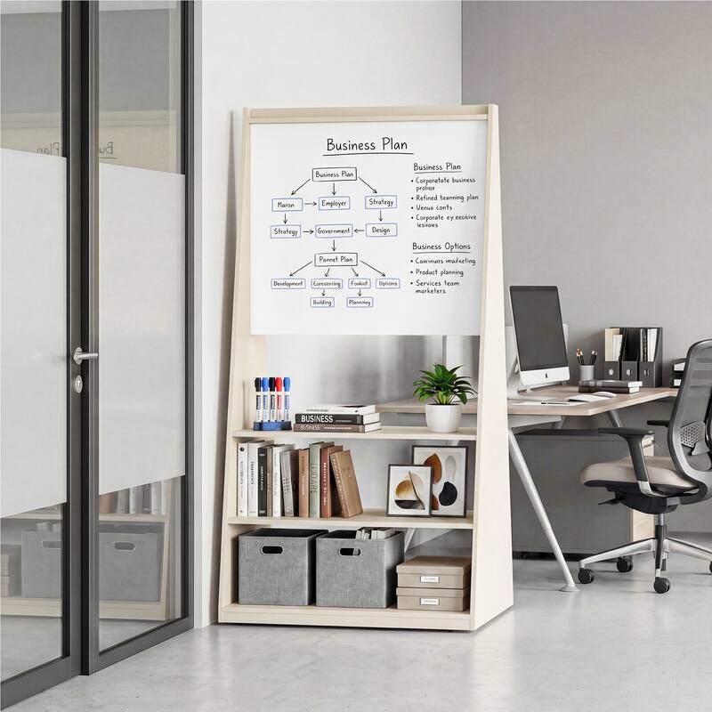 3-in-1 Mobile Whiteboard & Felt Bulletin Board on Wheels