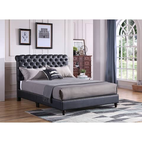 Glory Furniture Maxx G1936-FB-UP Tufted Upholstered Bed , BLACK Faux Leather