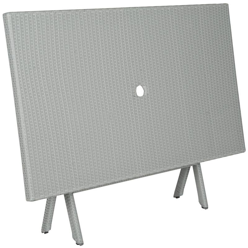 SAFAVIEH Outdoor Klervi Wicker Rectangle Folding Table. - 55Wx32Dx28H