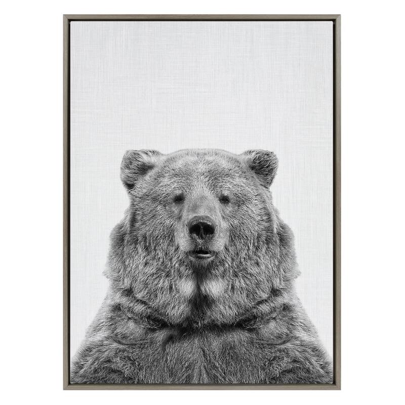 Kate and Laurel Sylvie Bear Framed Canvas Wall Art by Simon Te Tai