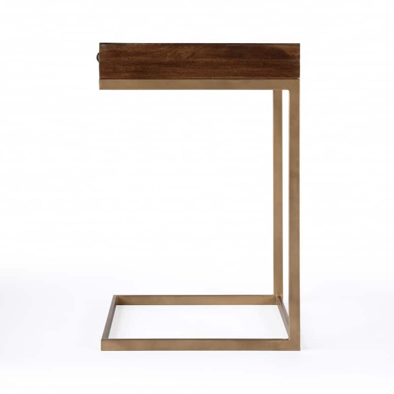 HomeRoots 27" Natural Brown Solid And Manufactured Wood Square End Table With Drawer - 13.75