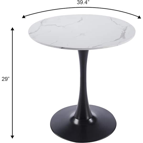 dimension image slide 0 of 6, Bristol Modern 40" Round Kitchen Table, Sintered Stone/MDF Top - Contemporary Pedestal Dining Table for Small Spaces