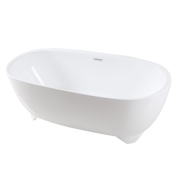 Kingston Brass VTDE673123S Aqua Eden 67" Free Standing Acrylic Soaking Tub with Center Drain, Drain Assembly, and Overflow