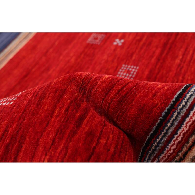 ECARPETGALLERY Hand Loomed Kashkuli Gabbeh Red Wool Rug - 6'6 x 9'7