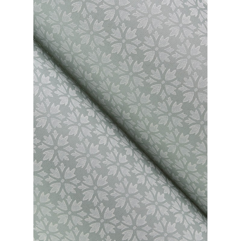 Chesapeake Phlox Light Blue Floral Stamp Wallpaper
