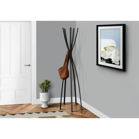 Offex Satin Black Metal 72"H Contemporary Coat Rack