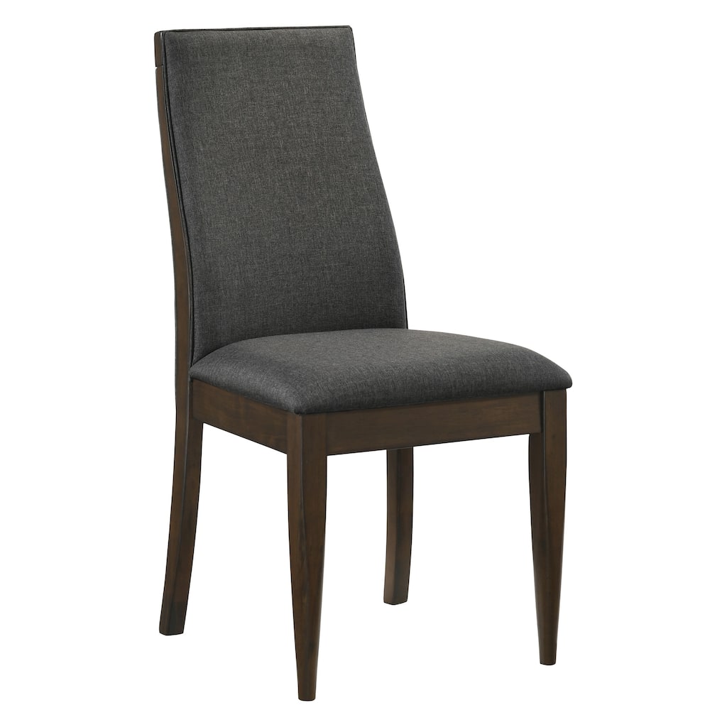 19 Inch Side Chairs, Set of 2, Gray Fabric, Tall Sloped Back, Parson Style