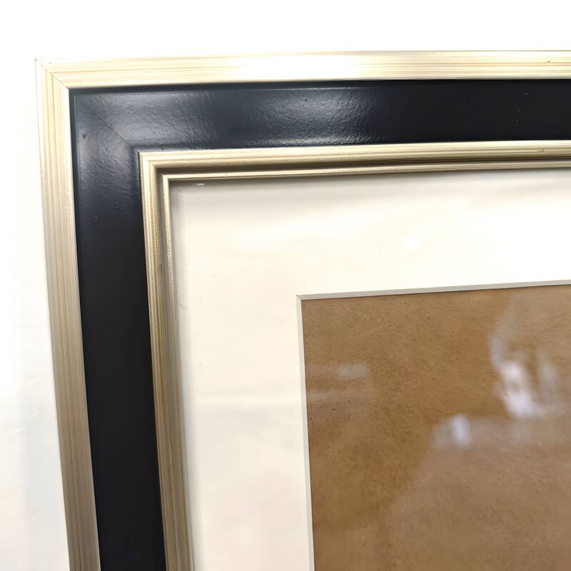 Set of 3 Black and Gold Abstract Framed Wall Art - Replaceable Canvas Prints with Solid Wood Picture Frames
