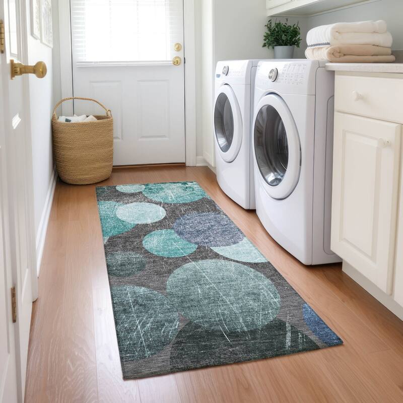 Allulo Contemporary Abstract Weather Resistant Timeless Fusion Runner Outdoor Rug