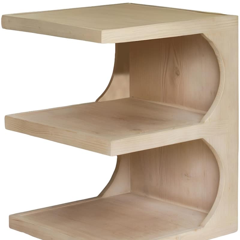 HomeRoots 24" Natural Solid Wood End Table With Two Shelves - 24