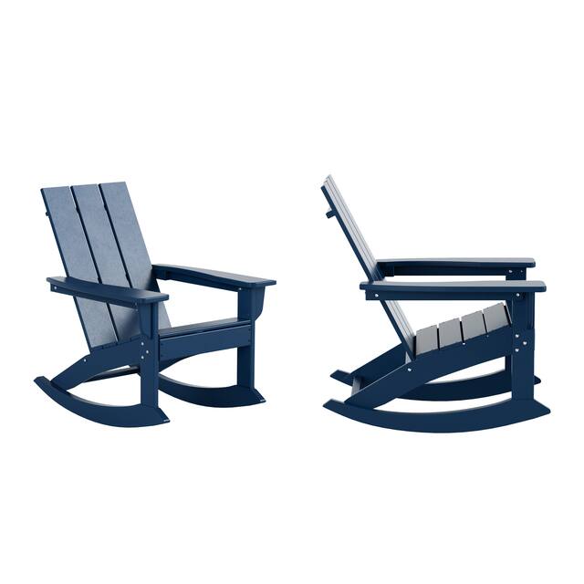 Laguna Modern Weather-Resistant Rocking Chairs (Set of 2) - Navy Blue