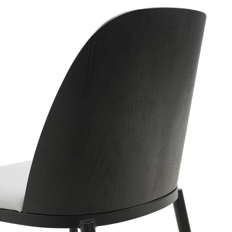 Dining Chair with Upholstered Seat and Back Side Chair with MDF Wood Frame in Black Steel