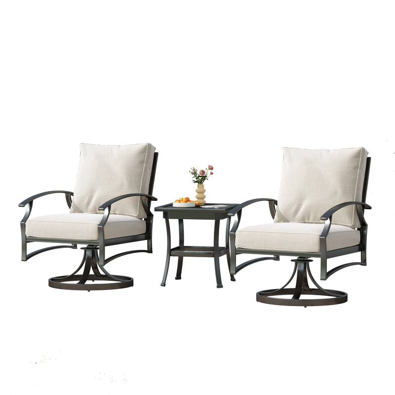 3-Piece Outdoor Metal Bistro Set with Cushion