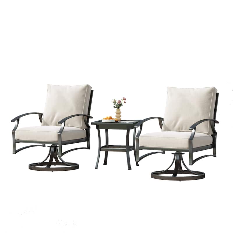 5-Piece Outdoor Patio Metal 74" W Sofa/ Swivel Chair Seating Group