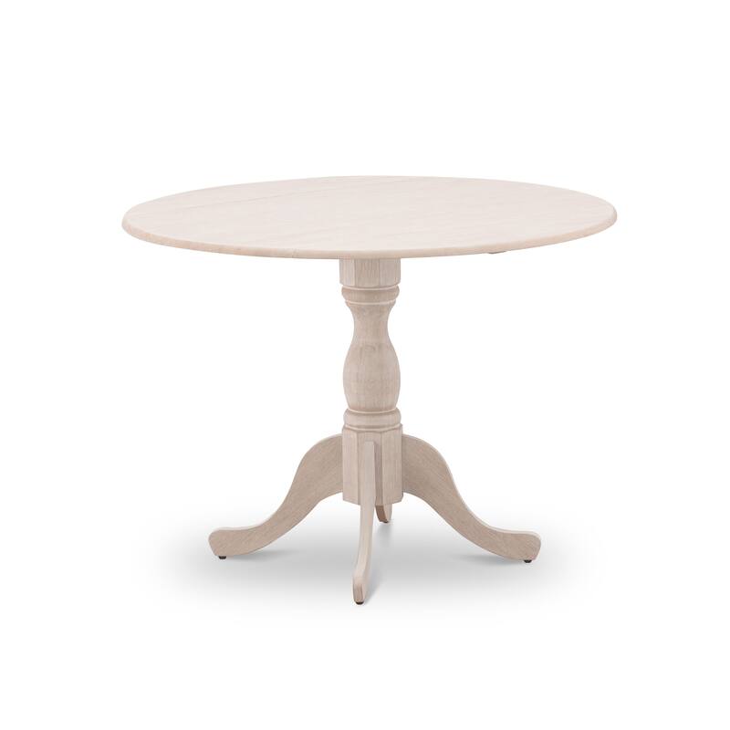 East West Furniture Dublin Modern Kitchen Table - a Round Dining Table Top with Dropleaf & Pedestal Base, (Finish Option)