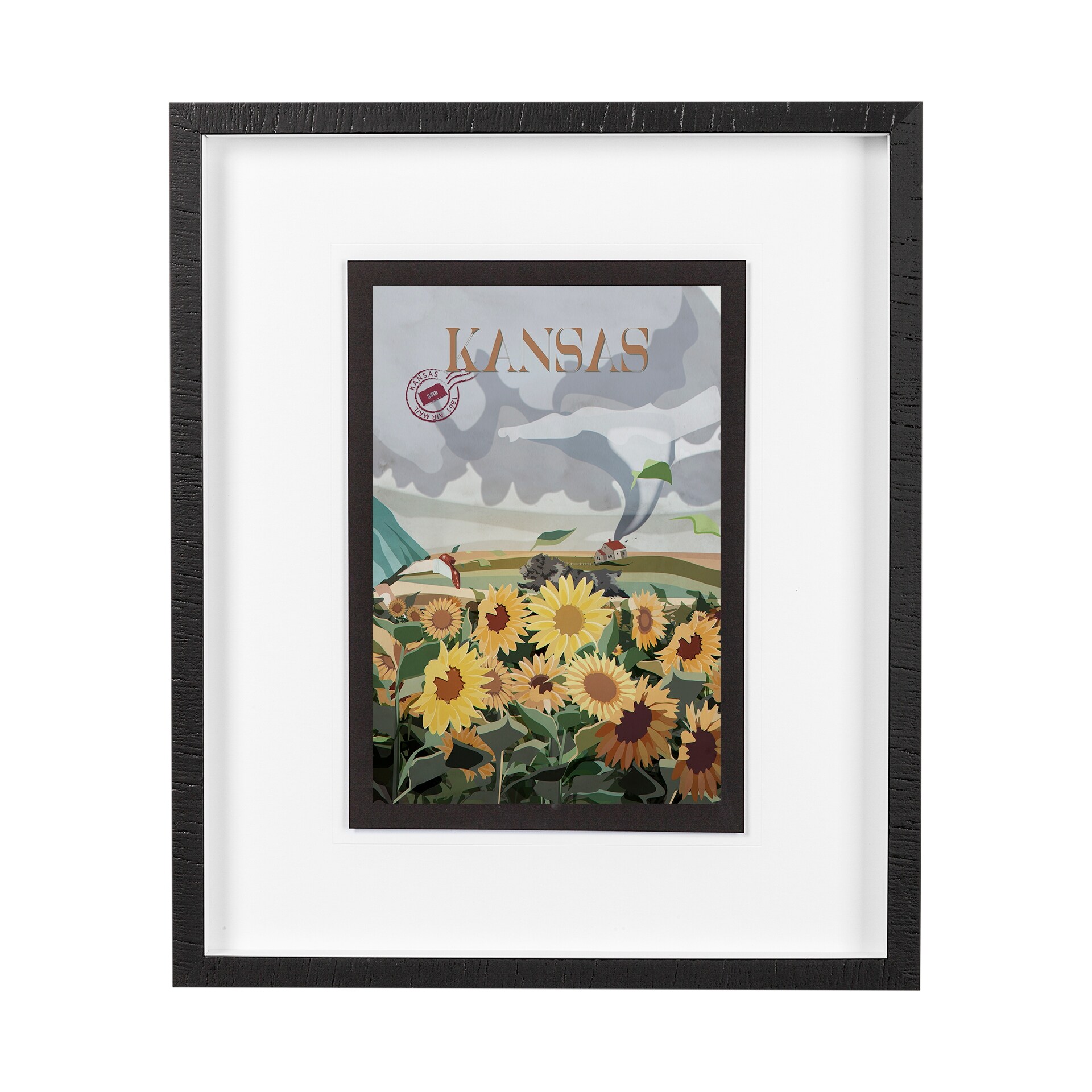Mercana Kansas Go USA (M) by Mercana Studio a Framed Art Print Matted under Glass