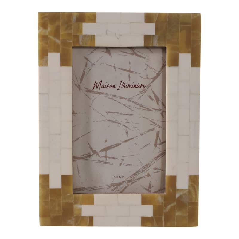 Resin Wood Decorative Photo Frame Modern Glam Home Decor - 8" Ivory