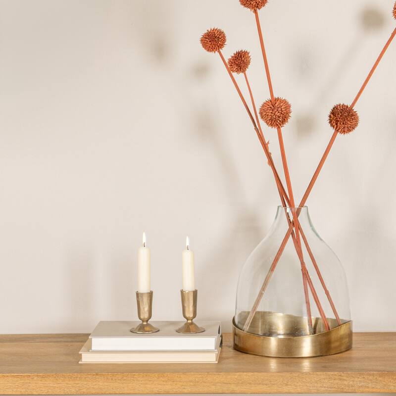 Decorative Glass Cloche with Metal Tray