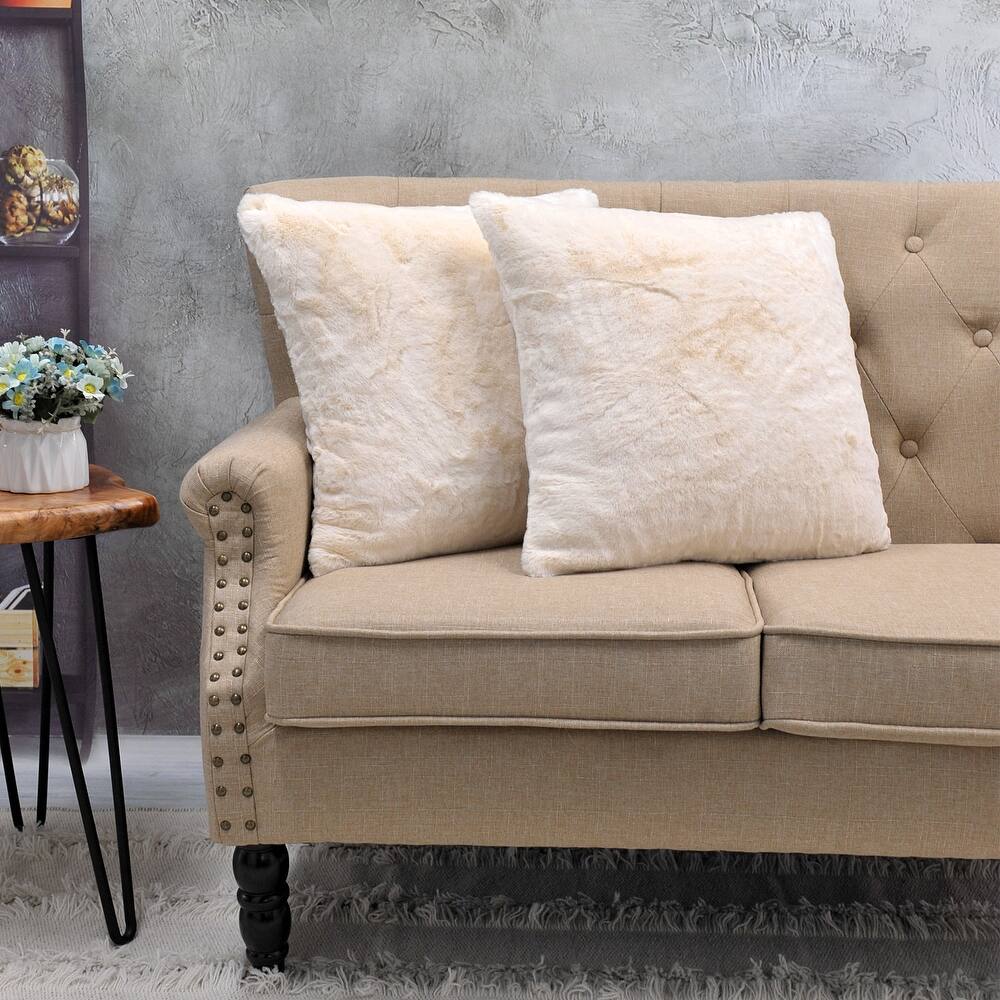 Decorative Solid Fauxfur Square Pillow Covers set of 2, NO INSERT