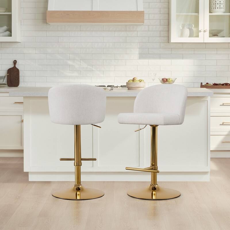 Spruce & Spring Charlotte Modern Adjustable Swivel Bar Stools Set with Arched Footrest