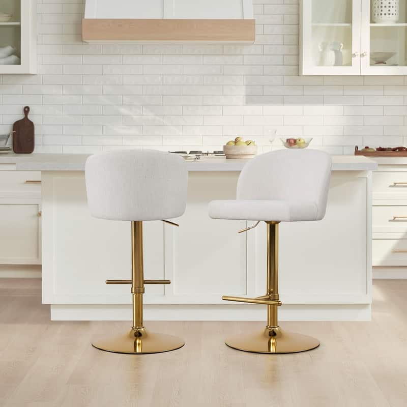 Spruce & Spring Charlotte Modern Adjustable Swivel Bar Stools Set with Arched Footrest