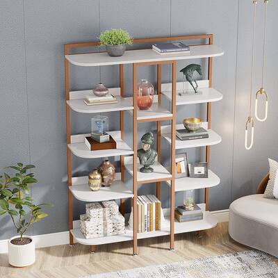 Etagere Bookcase, 5 Tiers Bookshelf, Free Standing Display Unit with Storage Shelves for Living Room, Home Office