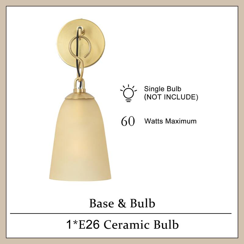 Modern 1-Light Wall Sconce with Long Bell Glass Shade Lighting