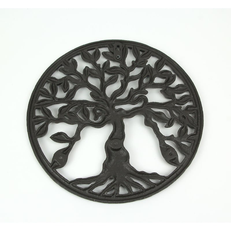 Zeckos Bronze Cast Iron Tree Of Life Wall Hanging 11.75 Inch Diameter