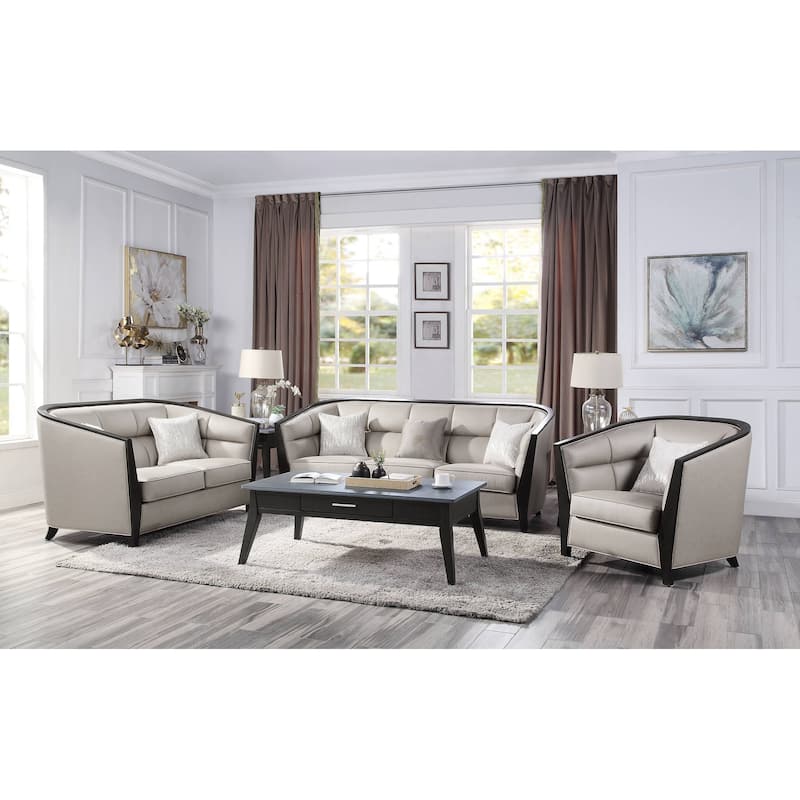 Revelle Beige and Black Loveseat with 2-Pillow