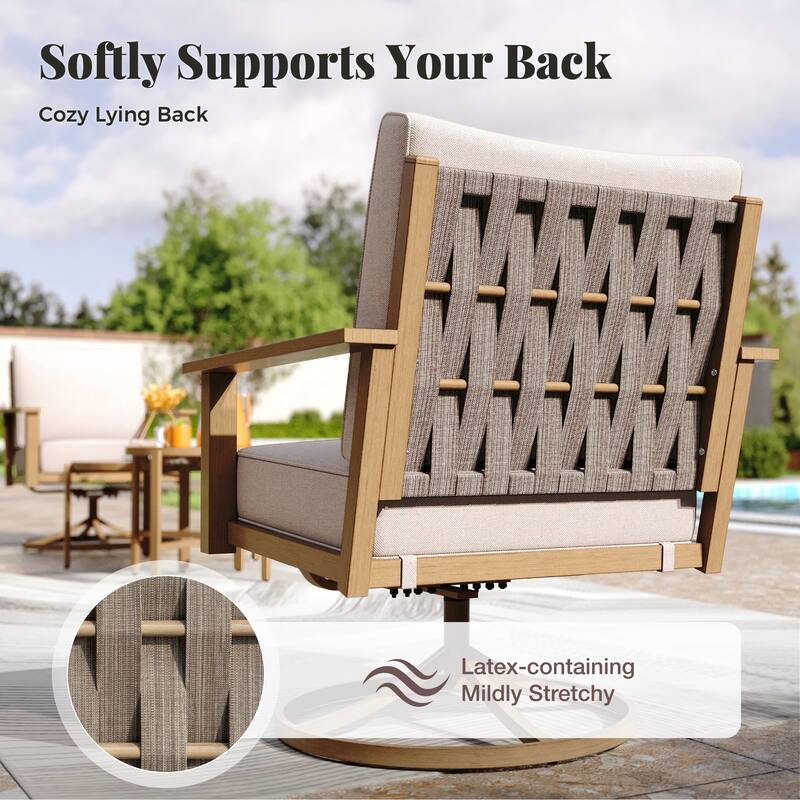 MAISON ARTS 5/7-Seat Outdoor Webbing Design Sofa Set, Patio Conversation Set with Round Coffee Table