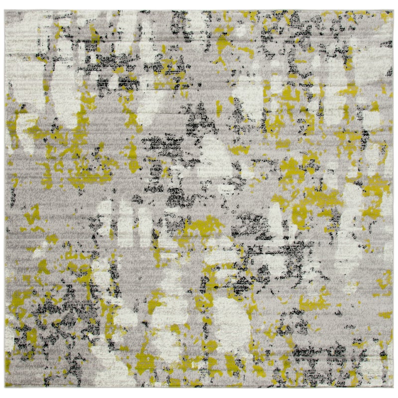 SAFAVIEH Skyler Roumpini Modern Abstract Rug - 4' x 4' Square - Grey/Green