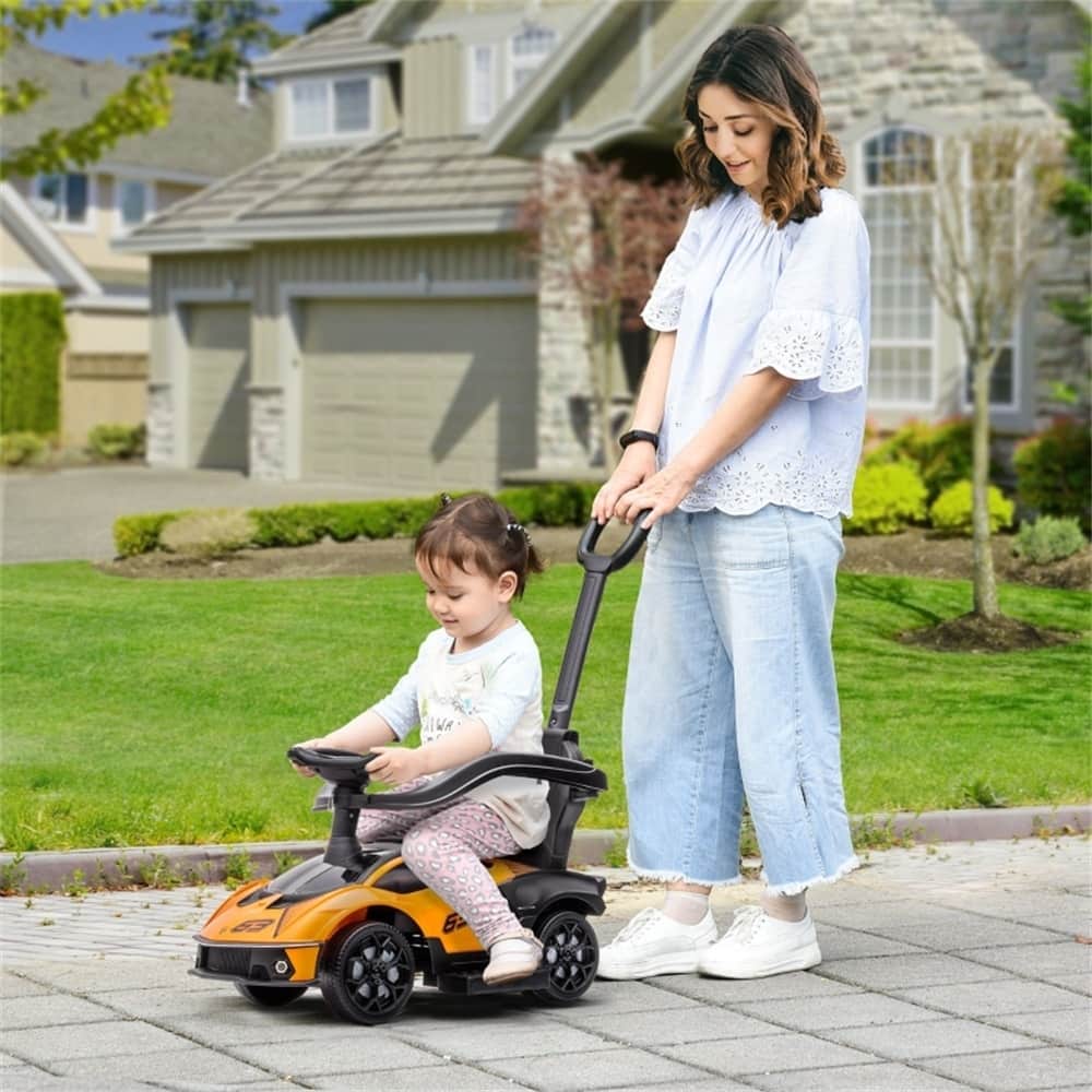 Baby Under-Seat Storage Ride-On Sliding Car with Detachable Push Handle and Steering Wheel - 34" L x 15.75" W x 35.25" H