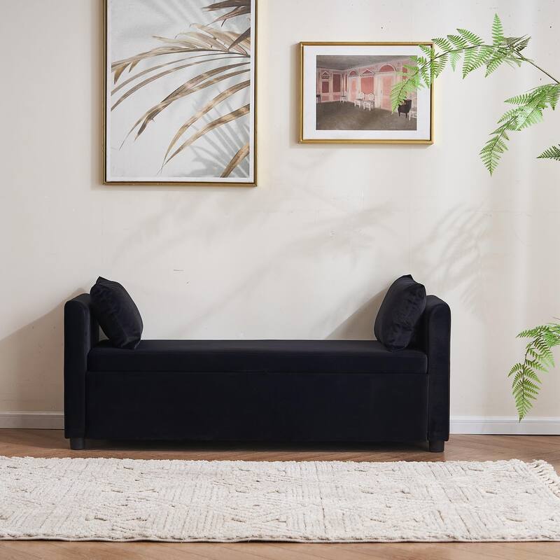 Velvet Storage Bench for Bedroom,End of Bed Bench for King Size Bed, Modern Upholstered Long Ottoman Bench for Entryway