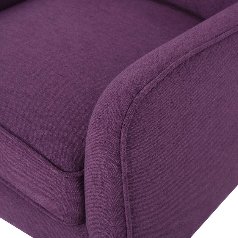 Roomfitters Upholstered Accent Armchair with Button Tufted Back and Wooden Legs, Modern Lounge Chair for Living Room or Bedroom